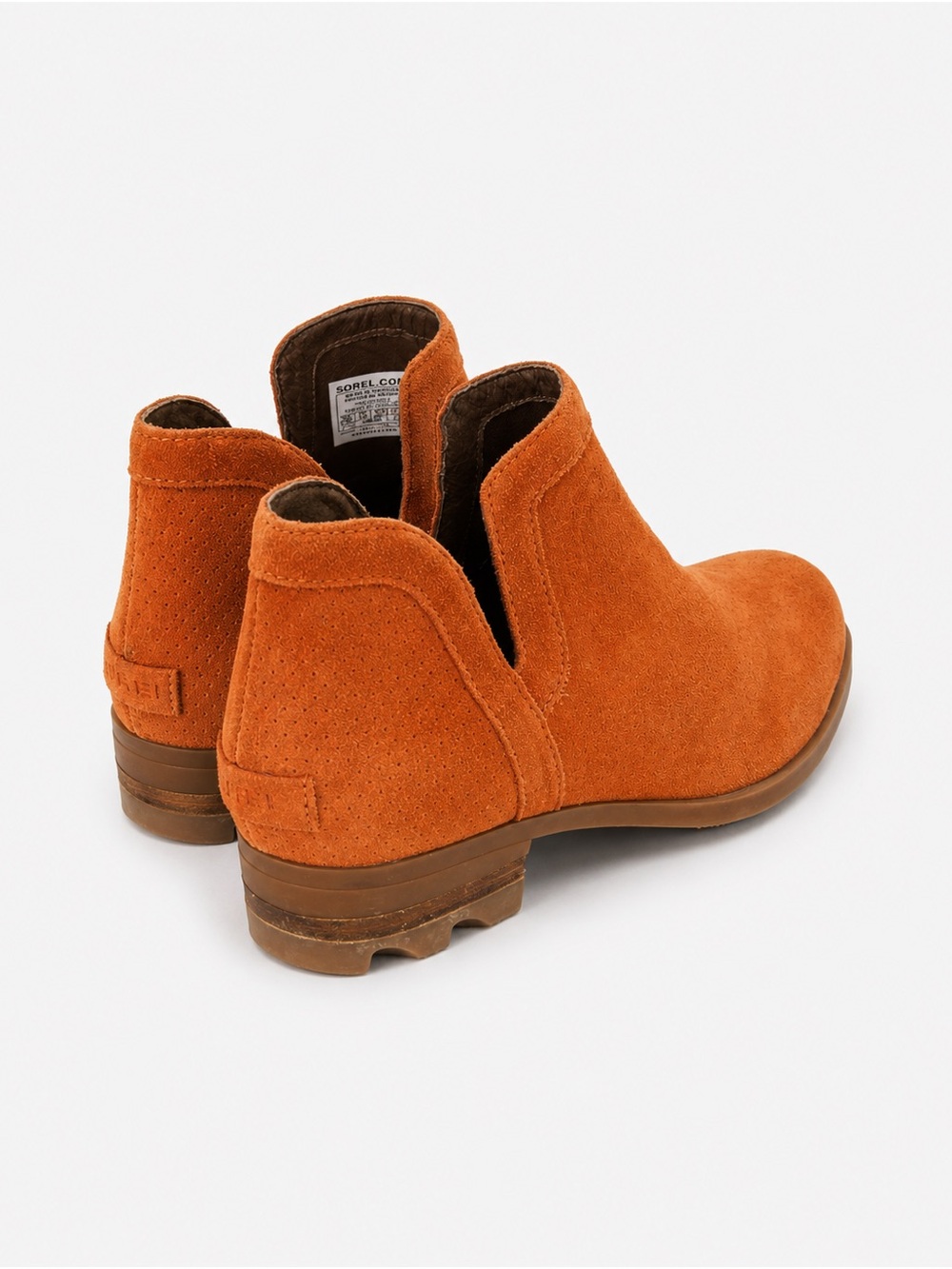Sorel Lolla Booties Peach Leather Cut Out Ankle Boots Heeled Shoes Size 8.5